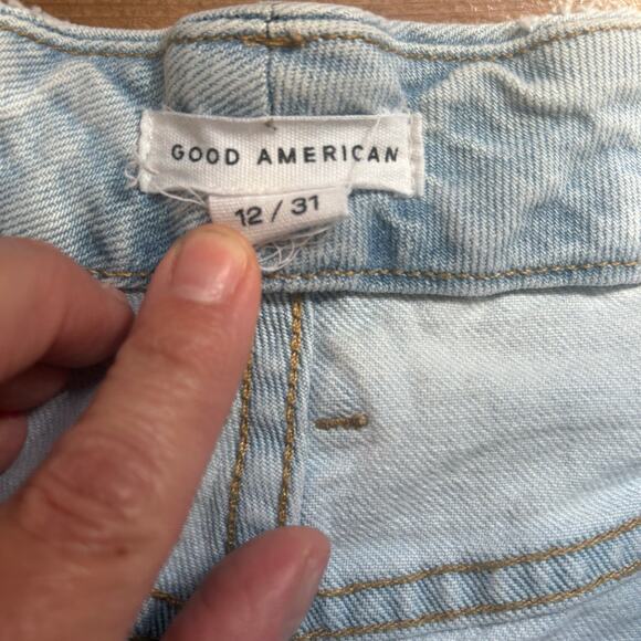 Good American 90s light was distressed baggy straight leg jeans SIZE 12 - Picture 4 of 6